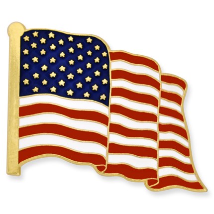P-105  USA Waving Flag *Cloisonne Highest Quality - BenchmarkSpecialAwardsCo