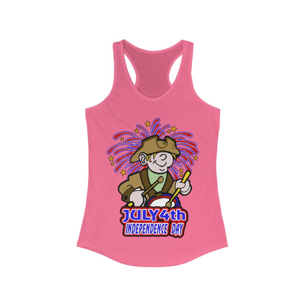 4th of July Drummer Boy 3 - Women's Ideal Racerback Tank,  Next Level,  60/40 cotton and polyester, light fabric - 3.9 oz - BenchmarkSpecialAwardsCo
