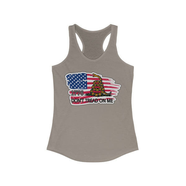 4th of July Dont Tread on Me  3 - Women's Ideal Racerback Tank,  Next Level,  60/40 cotton and polyester, light fabric - 3.9 oz - BenchmarkSpecialAwardsCo