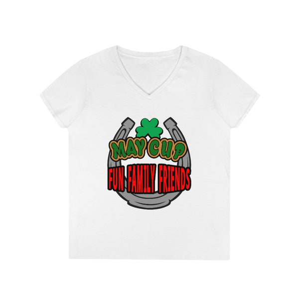 May Cup fun family - 2   Ladies' V-Neck T-Shirt, Gildan, 100% cotton, Medium fabric, 5.3 oz, Semi-Fitted - BenchmarkSpecialAwardsCo